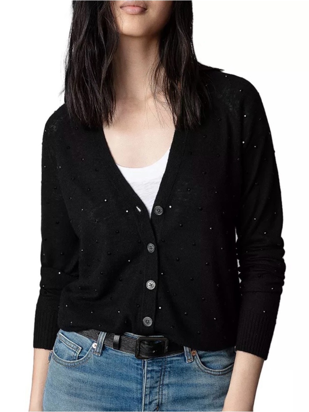Zadig & Voltaire Jim Cashmere Crystal Embellished Cardigan